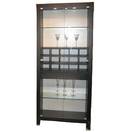 Bar Display Unit with Glass Doors and Built-in Lights